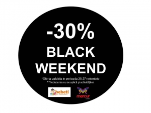 BLACK WEEKEND la Bebeti Play: reducere de 30% la toate produsele şi serviciile!